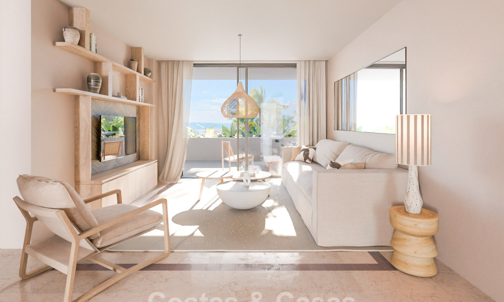 Renovated apartment with sea views for sale in a frontline beach complex within walking distance of Puerto Banús, Marbella 784684