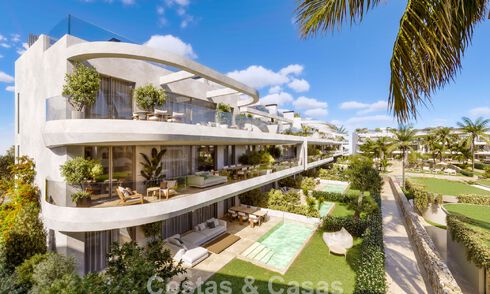 Innovative off-plan apartments for sale within walking distance of amenities and the beach in Estepona, Costa de Sol 784904