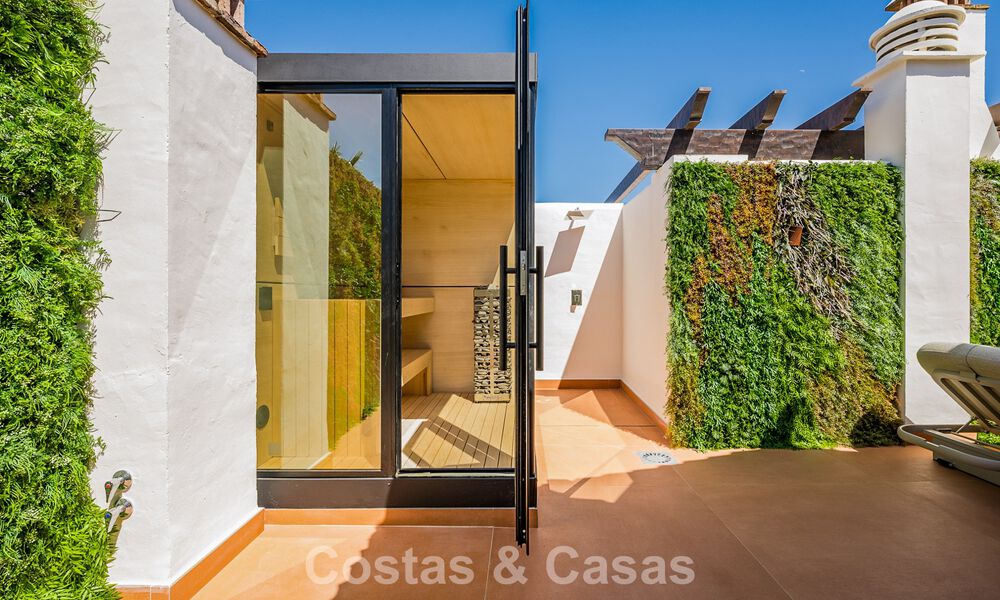 Luxury penthouse with sea views for sale in a gated beach complex on the New Golden Mile between Marbella and Estepona 785037