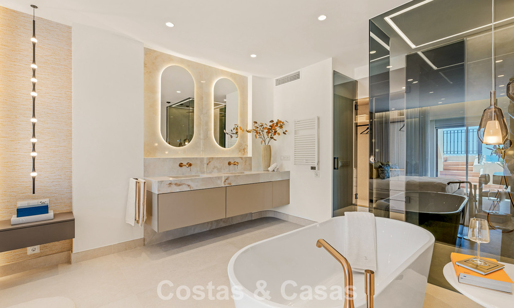 Luxury penthouse with sea views for sale in a gated beach complex on the New Golden Mile between Marbella and Estepona 785061