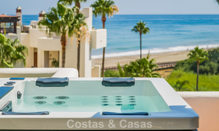 Luxury penthouse with sea views for sale in a gated beach complex on the New Golden Mile between Marbella and Estepona 785063 