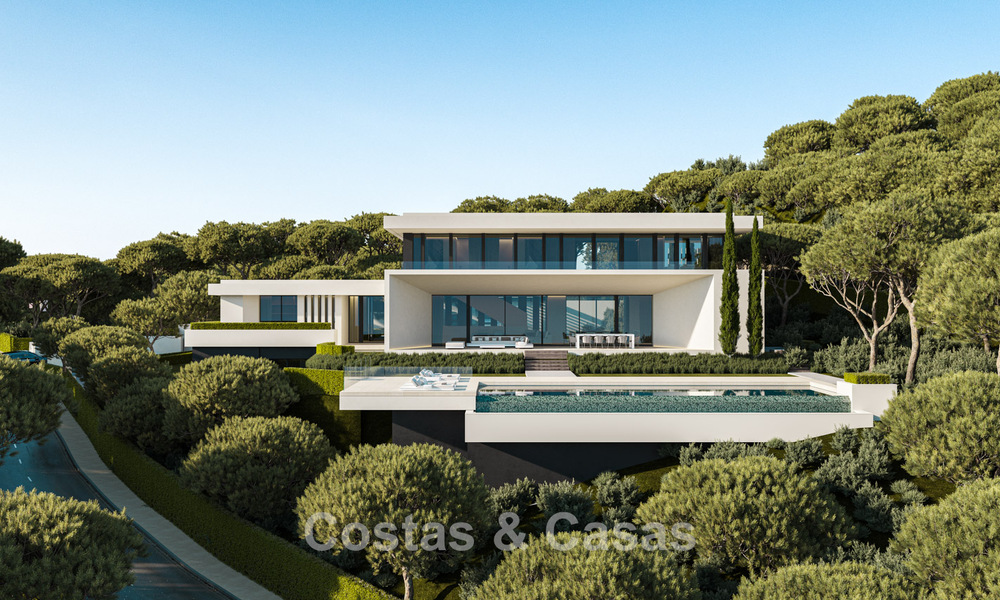 Architecturally designed new-build villas with panoramic sea views for sale in a secure urbanization in Benahavis - Marbella 785781