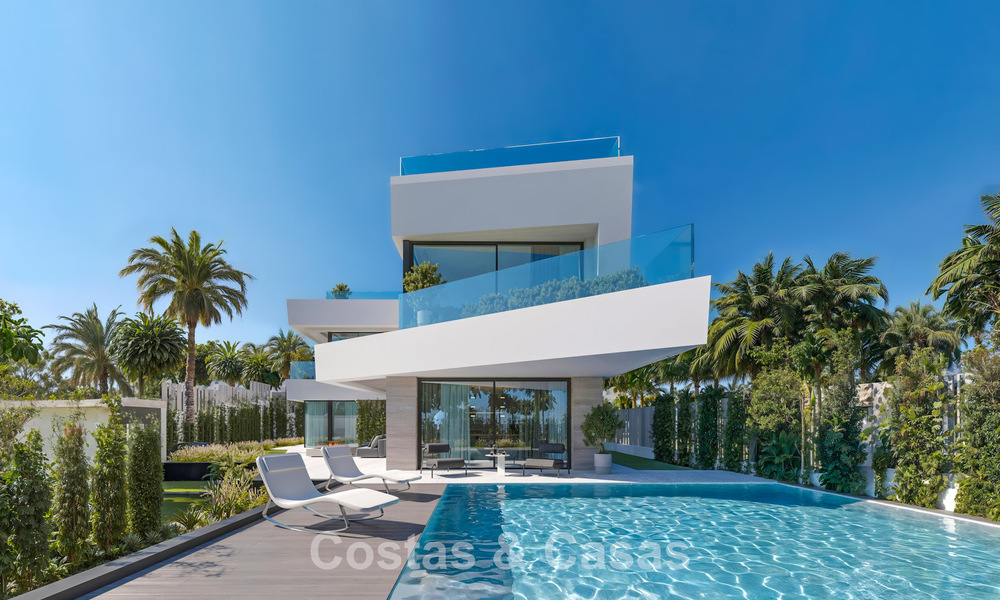 Exclusive, off-plan design villas with avant-garde architecture for sale 200m from the beach in Mijas Costa 787511