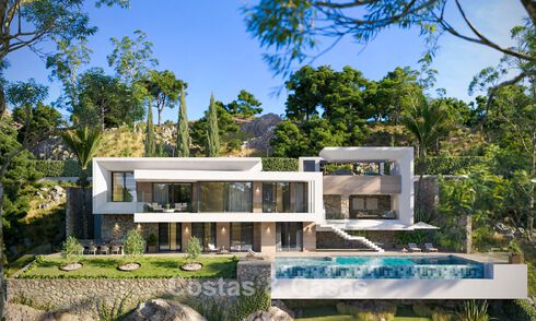 Off-plan new-build villa with sophisticated architecture and panoramic sea views for sale in Marbella - Benahavís 792686