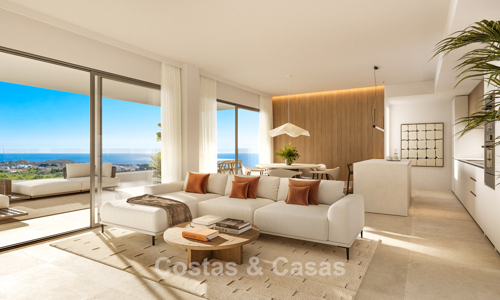 Innovative apartments with panoramic sea views for sale in a golf resort in Mijas Costa, Costa del Sol 792971