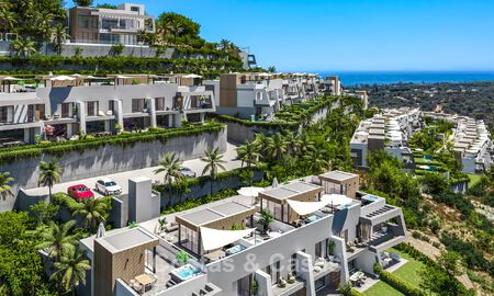 Launch! Modern semi-detached villas with sea views for sale in an exclusive resort-style development in Elviria, East Marbella 793134
