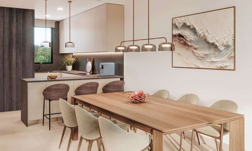 Launch! Modern semi-detached villas with sea views for sale in an exclusive resort-style development in Elviria, East Marbella 793139