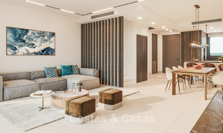 Launch! Modern semi-detached villas with sea views for sale in an exclusive resort-style development in Elviria, East Marbella 793142 