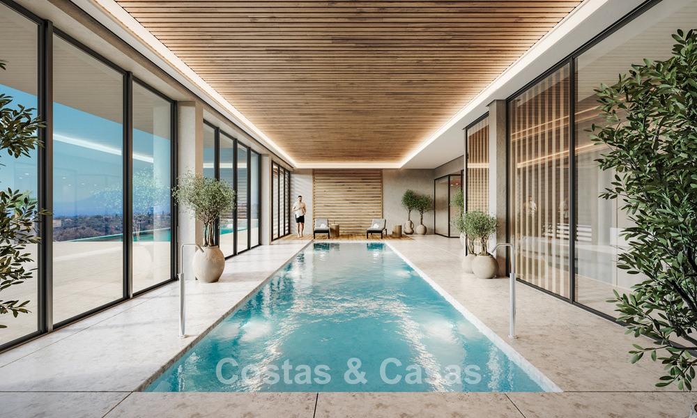 Launch! Modern semi-detached villas with sea views for sale in an exclusive resort-style development in Elviria, East Marbella 793152