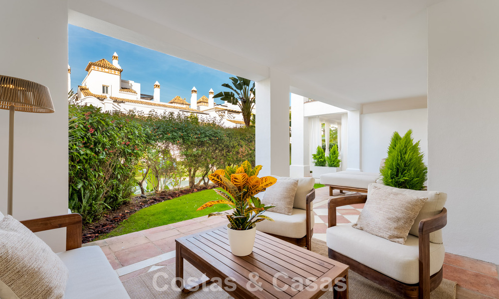 Stylish apartment with private garden for sale in a gated community in Sierra Blanca, Marbella 793896