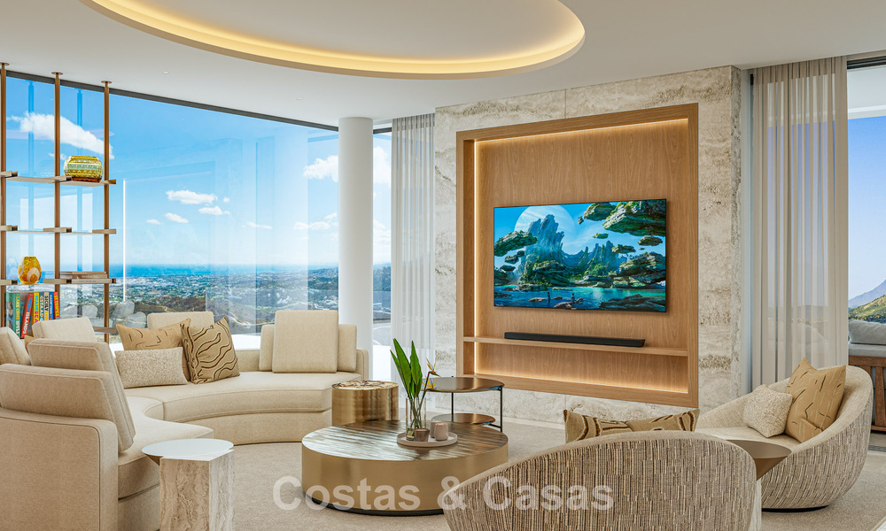 Luxury designer villa with panoramic sea views for sale in a gated golf resort in Marbella - Benahavís 799030