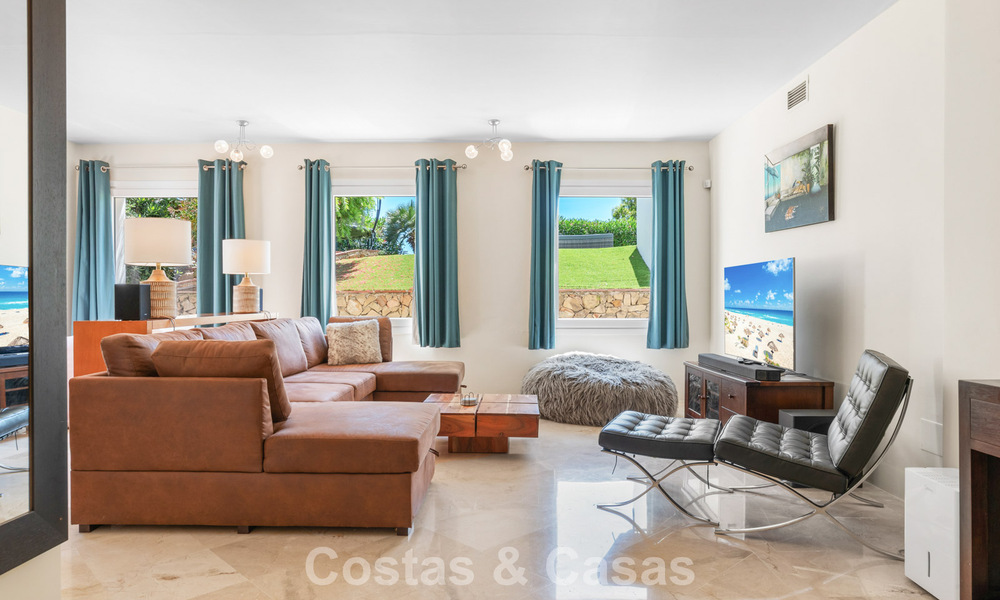 Spacious family villa in a modern Spanish architectural style with breathtaking sea views for sale in Manilva, Costa del Sol 800652