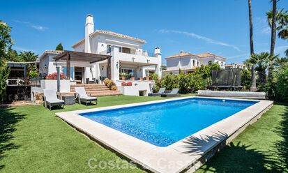 Spacious family villa in a modern Spanish architectural style with breathtaking sea views for sale in Manilva, Costa del Sol 800663