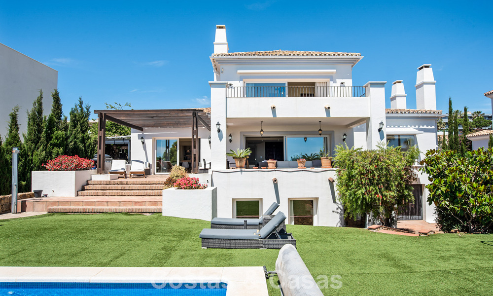 Spacious family villa in a modern Spanish architectural style with breathtaking sea views for sale in Manilva, Costa del Sol 800667