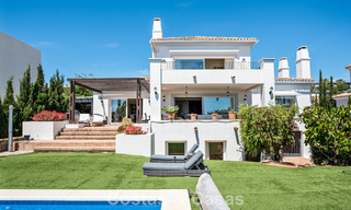 Spacious family villa in a modern Spanish architectural style with breathtaking sea views for sale in Manilva, Costa del Sol 800667 