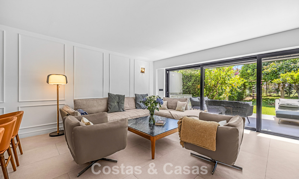 Modern Andalusian corner townhouse for sale in a sought-after gated community, frontline Aloha Golf, Nueva Andalucía, Marbella 803758