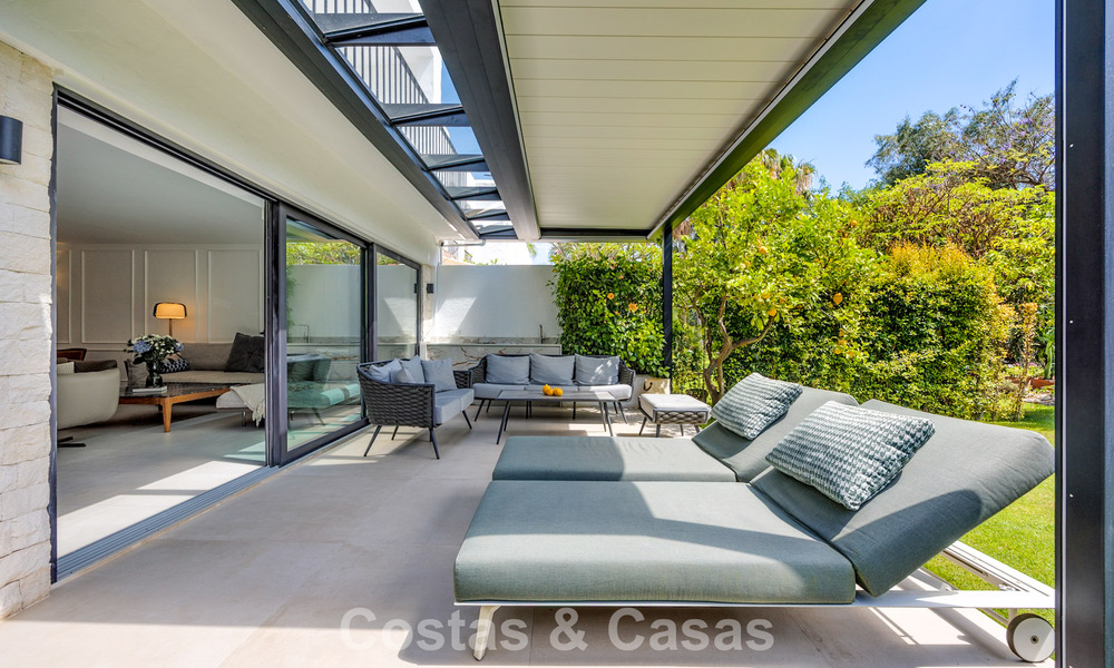 Modern Andalusian corner townhouse for sale in a sought-after gated community, frontline Aloha Golf, Nueva Andalucía, Marbella 803759