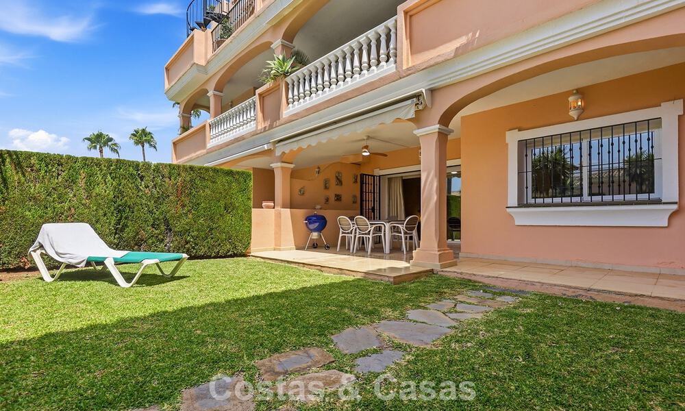 Ground-floor apartment with private garden for sale just 50m from the beach on the New Golden Mile, between Marbella and Estepona 804510