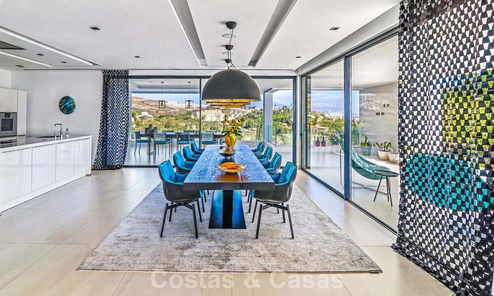 Exclusive contemporary villa with panoramic sea views for sale in Los Flamingos, a 5-Star Golf resort in Marbella - Benahavís 804768