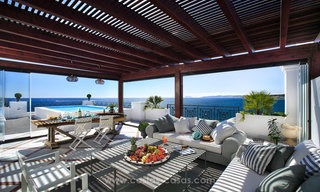 Frontline beach luxury penthouse to buy, Estepona, Costa del Sol, first line beach with open sea view and private pool 9832 