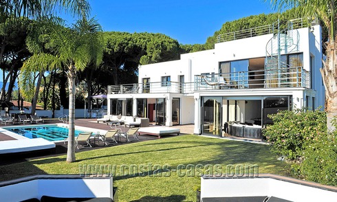 Modern contemporary style First line beach luxury villa for sale in Marbella 5416
